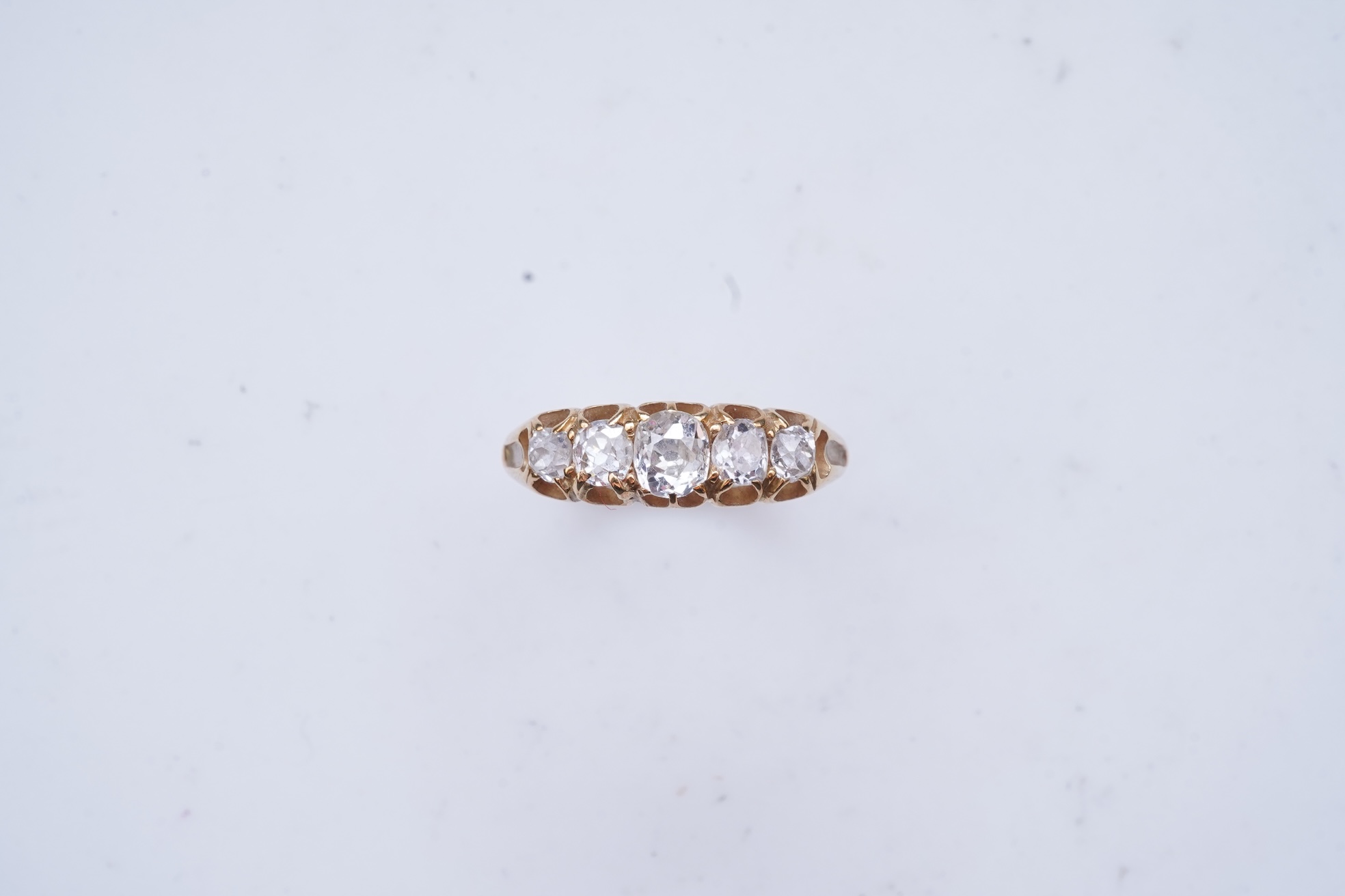 A Victorian five-stone diamond ring, late 19th century